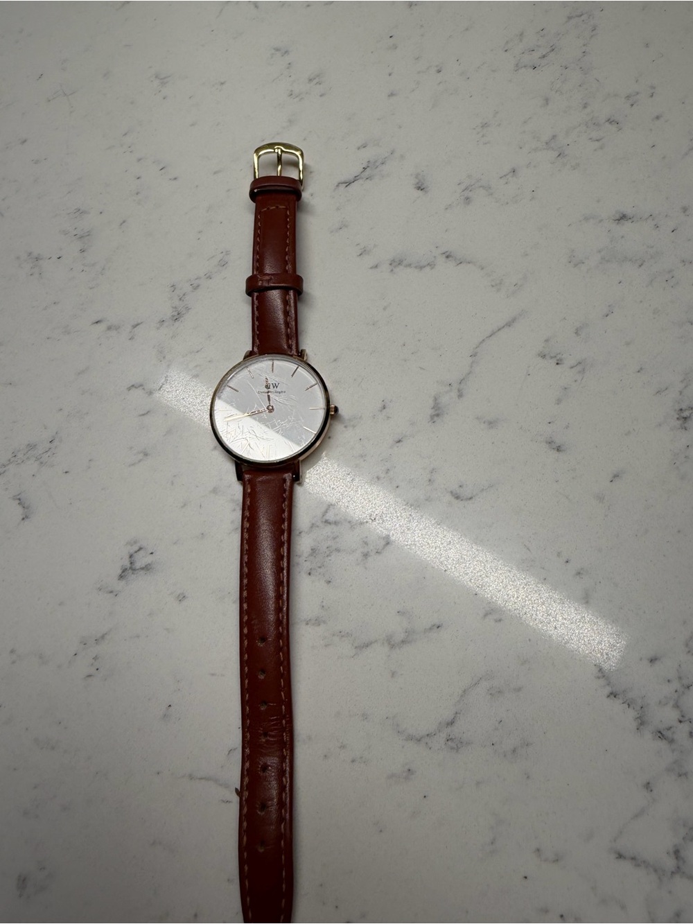 Daniel Wellington Classic Brown Leather Wristwatch with White Dial